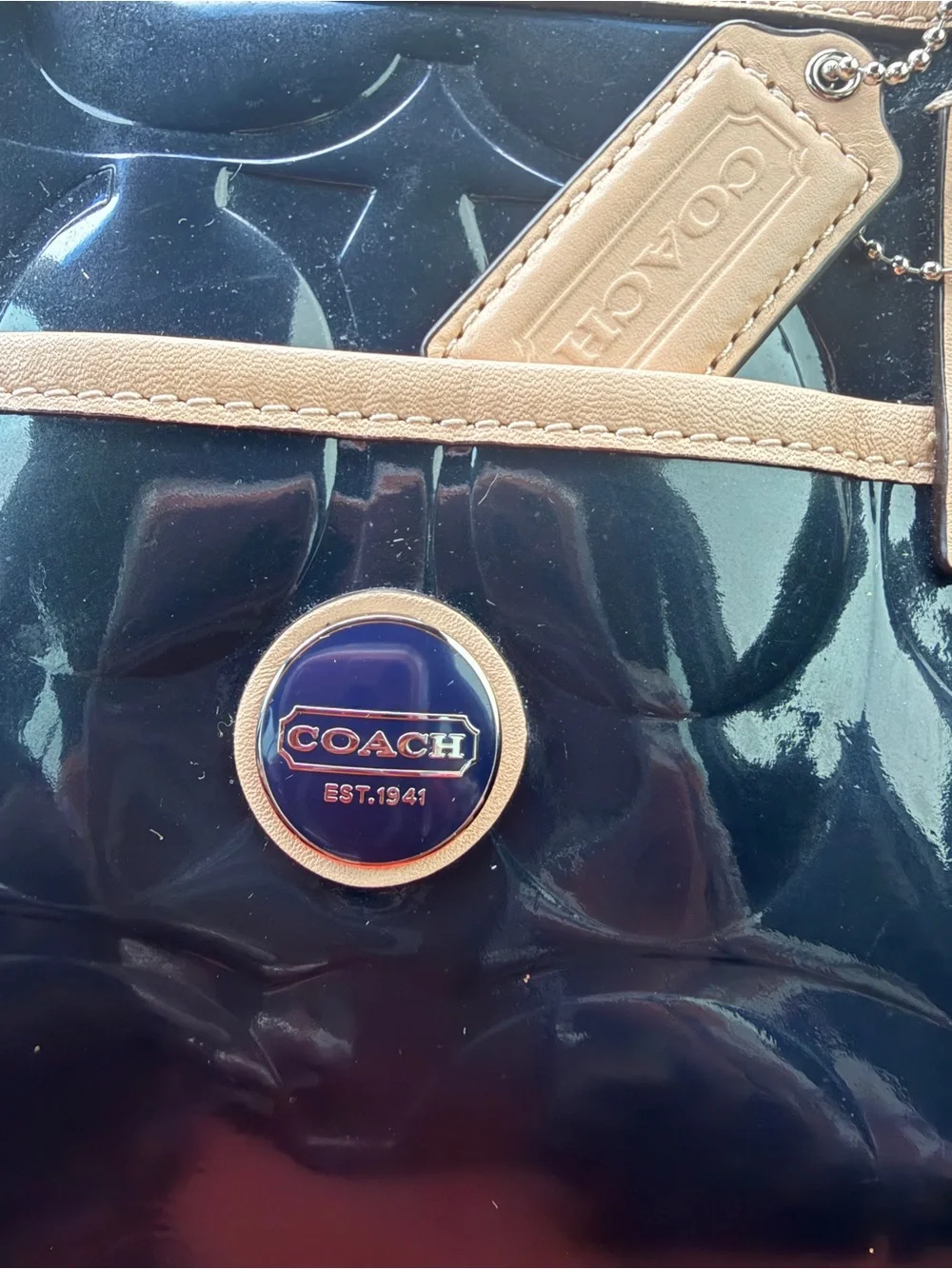 COACH Peyton F12589 Black Patent Embossed Satchel — circa 2013